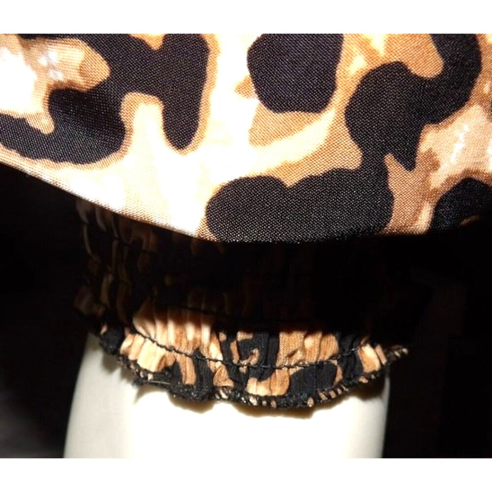 Leopard Print One Piece Jumpsuit Romper Lace Back Size M/L READ Silk Polyester - Picture 6 of 9